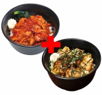 直火旨辛豚カルビ丼×やわらか炭火焼鳥丼