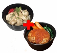 トントロ丼×さっぱりおろしハンバーグ丼