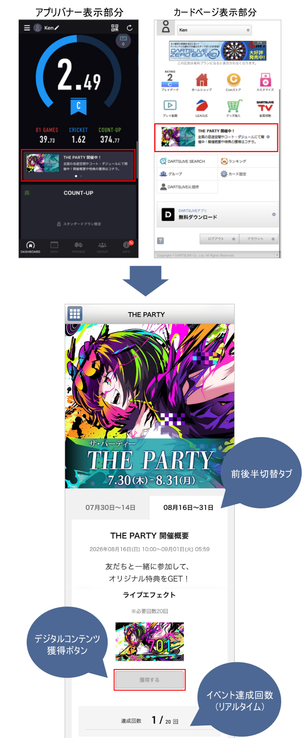 「ダーツライブテーマ」「ライブエフェクト」獲得方法