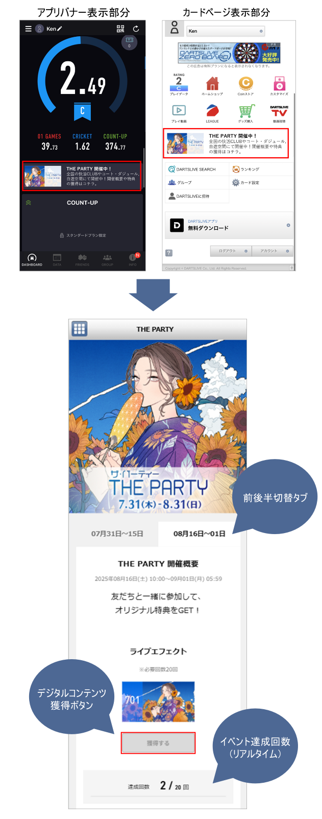 「ダーツライブテーマ」「ライブエフェクト」獲得方法